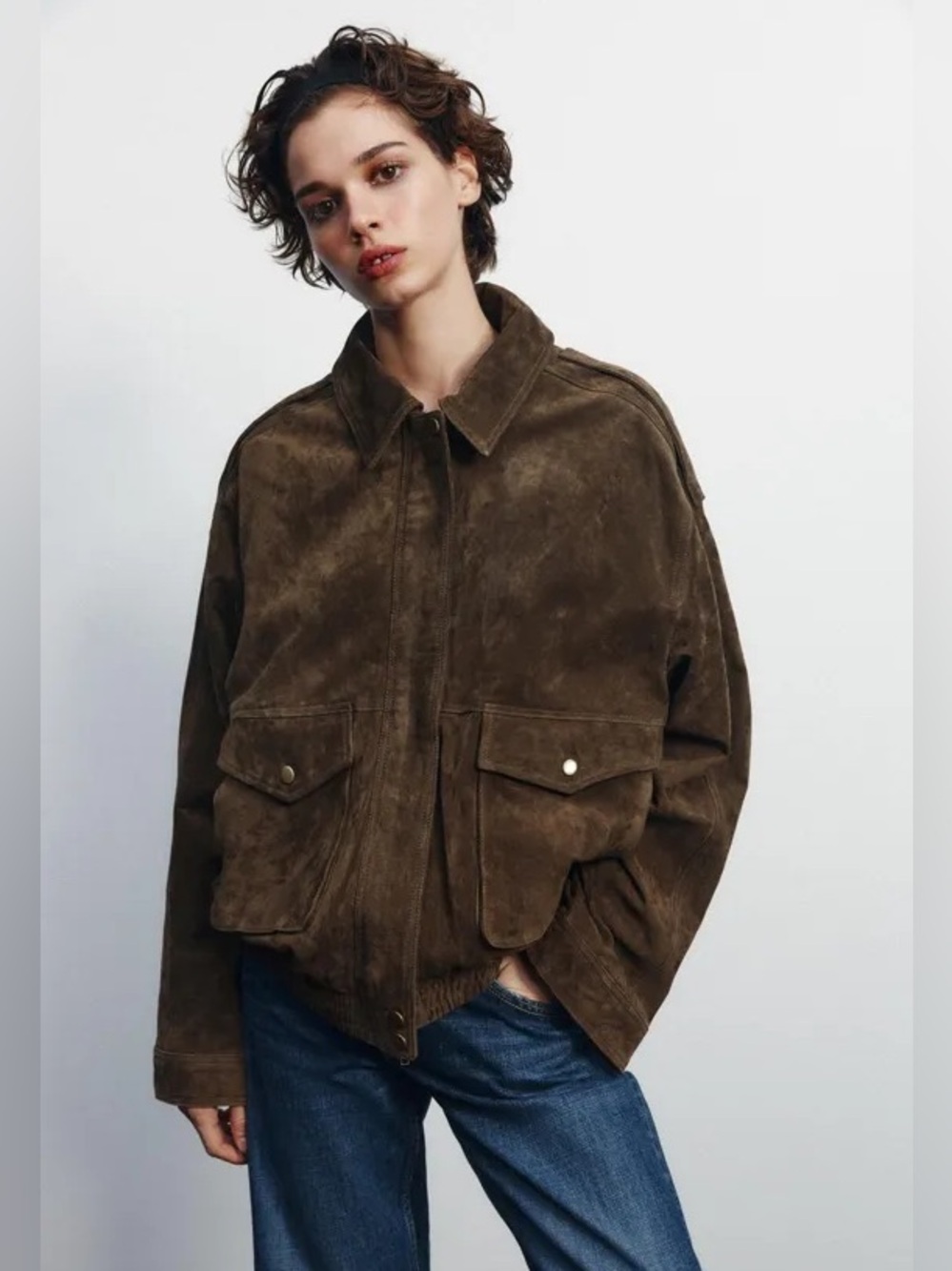 Zara Suede Bomber Jacket NWT